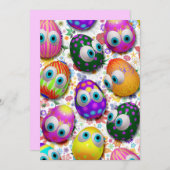 かわいいイースターエッグの漫画の招待状 招待状 (正面/裏面)