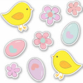 かわいいイースターエッグシックフラワーパステル春セット シール (正面)