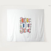 かわいいイースターエッグバニー耳ハッピーイースターデイICU タペストリー (正面(横))