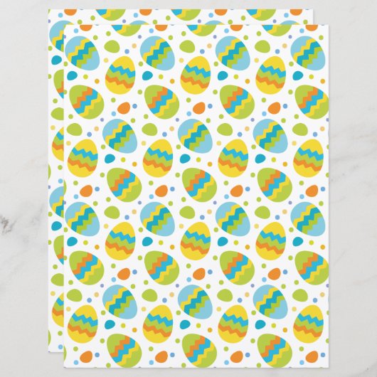 かわいいイースターエッグパターンスクラップブック紙 (正面/裏面)