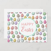 かわいいイースターエッグパターンパステルカラー シーズンポストカード (正面/裏面)