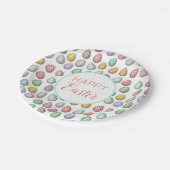 かわいいイースターエッグパターンパステルカラー ペーパープレート (アングル)