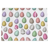 かわいいイースターエッグパターンパステルカラー ラージペーパーバッグ (正面)