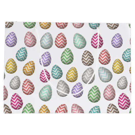 かわいいイースターエッグパターンパステルカラー ラージペーパーバッグ (裏面)