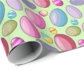 かわいいイースターエッグパターンミントグリーンラッピング紙 ラッピングペーパー (ロールコーナー)