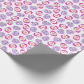 かわいいイースターエッグピンクパープルフローラ ラッピングペーパー (角)