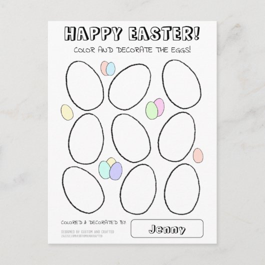 かわいいイースターエッグ着色グリーティングカー子供へド ポストカード (正面)