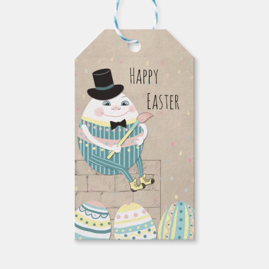 かわいいイースターエッグ&ハンプティ・ダンプティ ギフトタグ (正面)