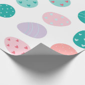 かわいいイースターエッグ、男性女性の子供たち、イースターホリデー ラッピングペーパー (角)