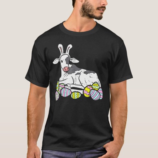 かわいいイースターカウ イースターエッグ Tシャツ (正面)