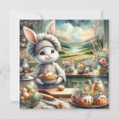 かわいいイースターキッチンシェフバニー シーズンカード (正面)