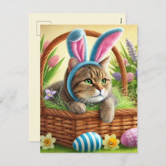 かわいいイースターキャットホリデーポストカード シーズンポストカード (正面/裏面)