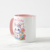 かわいいイースターキャットマグ – かわいいバニー耳&パステル マグカップ (正面左)