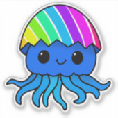 かわいいイースタークラゲの虹色ステッカー シール (正面)