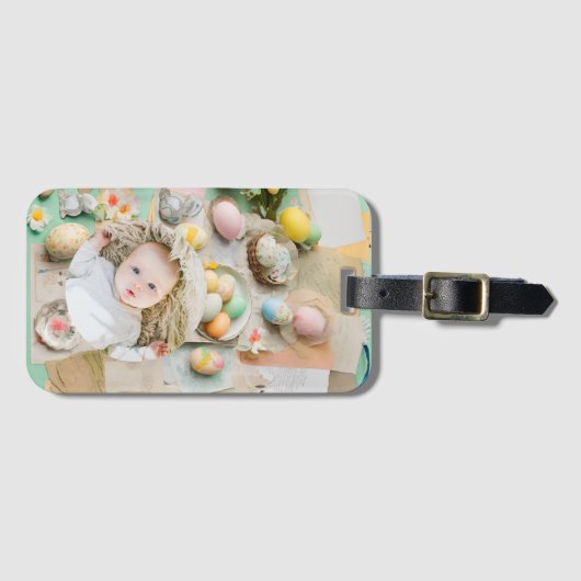 かわいいイースターコラージュのスクラップブック写真 ラゲッジタグ (正面横)