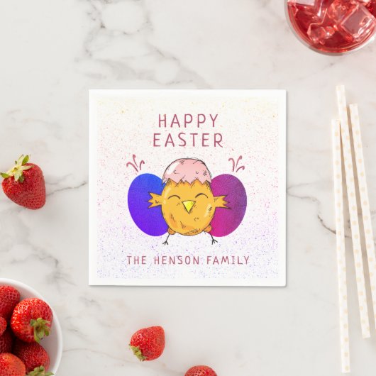 かわいいイースターシックとエッグハッピーイースターパーティー スタンダードカクテルナプキン (インサイチュ)