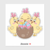 かわいいイースターチキンと卵 シール (シート)