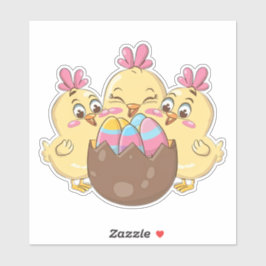 かわいいイースターチキンと卵 シール
