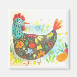 かわいいイースターチキンと卵 マグネット