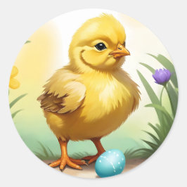かわいいイースターチキン1、イースター ラウンドシール