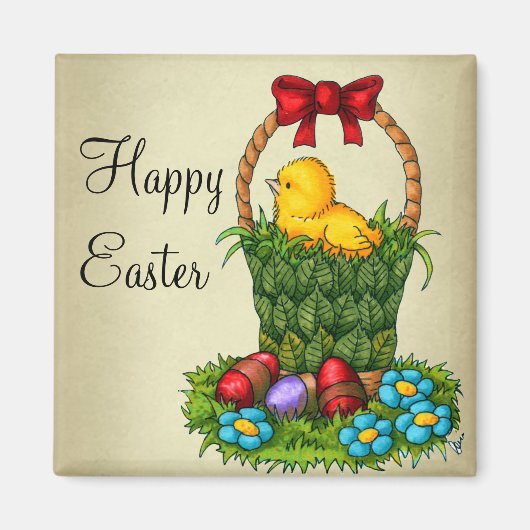 かわいいイースターチキン マグネット (正面)