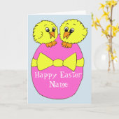 かわいいイースターチックスon egg カード (黄色い花)