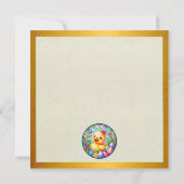 かわいいイースターチック、花、そしてカラフルな卵 招待状 (裏面)