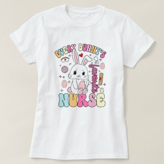かわいいイースターナースバニーシャツ；おもしろい春医療 Tシャツ (デザイン正面)
