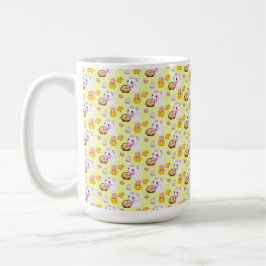 かわいいイースターバスケットのうさぎとひよこ コーヒーマグカップ