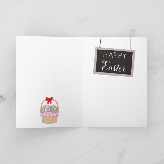 かわいいイースターバスケット&パステルイースターエッグホリデー シーズンカード (内部)