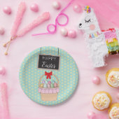 かわいいイースターバスケット&パステルイースターエッグ ペーパープレート (パーティー)