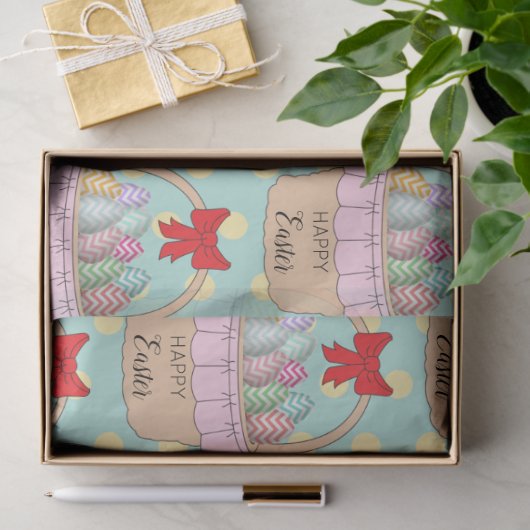 かわいいイースターバスケット&パステルイースターエッグ 薄葉紙 (ギフト)