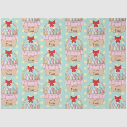 かわいいイースターバスケット&パステルイースターエッグ 薄葉紙 (正面)