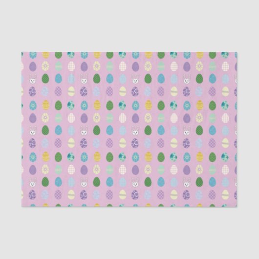 かわいいイースターバニカラフルーパターン（の模様が）あるズ 薄葉紙 (正面)