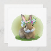 かわいいイースターバニーで幸せな気分 招待状 (正面/裏面)