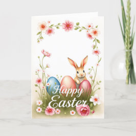 かわいいイースターバニーとエッグ春ホリデーウィッシュ シーズンカード