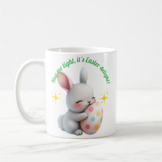 かわいいイースターバニーとカラフルな卵のハグ コーヒーマグカップ