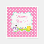 かわいいイースターバニーとシックなイースターエッグ狩り スタンダードカクテルナプキン (正面)