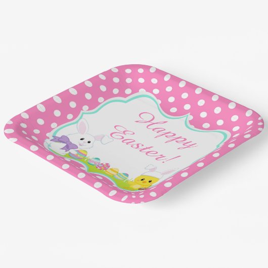 かわいいイースターバニーとシックなイースターエッグ狩り ペーパープレート (傾斜あり)
