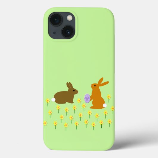 かわいいイースターバニーとダフォジルケースメイトiPhone Case-Mate iPhoneケース (裏面)