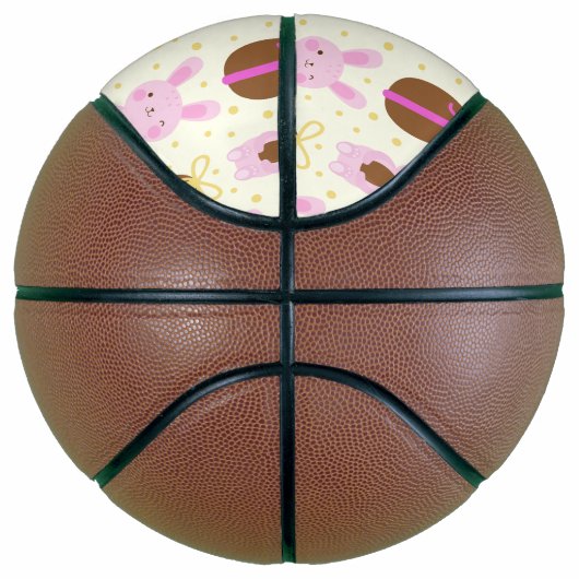 かわいいイースターバニーとチョコレートの卵のパターン バスケットボール (右)