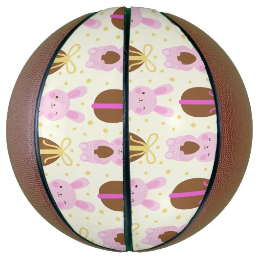かわいいイースターバニーとチョコレートの卵のパターン バスケットボール (縦)