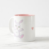 かわいいイースターバニーとハート ツートーンマグカップ (正面左)