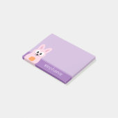 かわいいイースターバニーと卵と名前をカスタムするピンク ポストイット (アングル)