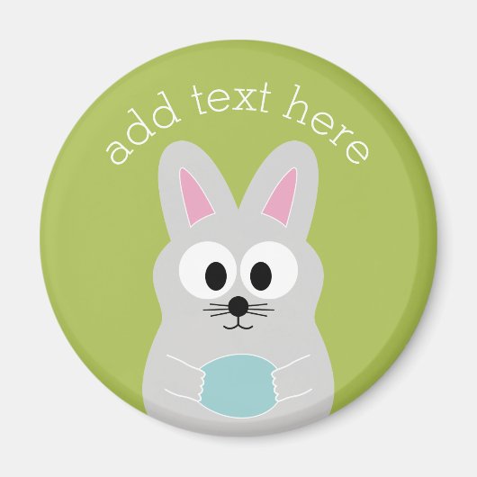 かわいいイースターバニーと卵と名前をカスタムする マグネット (正面)