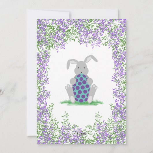 かわいいイースターバニーと卵のフローラ写真を追加 シーズンカード (裏面)