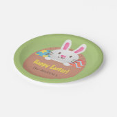 かわいいイースターバニーと卵バスケットパーティー用品 ペーパープレート (アングル)