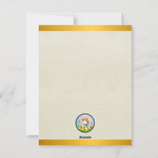 かわいいイースターバニーと幸せな春の花の休日 シーズンカード (裏面)