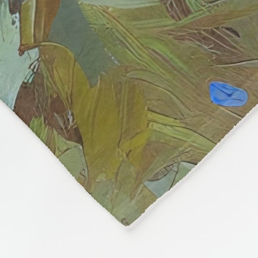 かわいいイースターバニーと色付き卵 フリースブランケット (角)