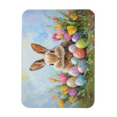 かわいいイースターバニーと色付き卵 マグネット (縦)